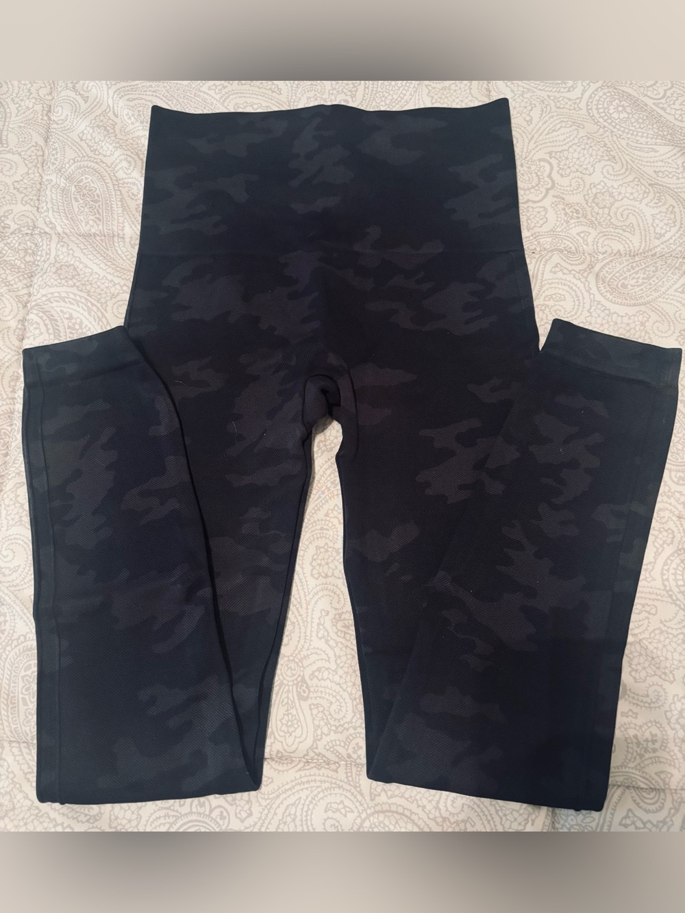 SPANX Black Camouflage High-Waist Womens Capri